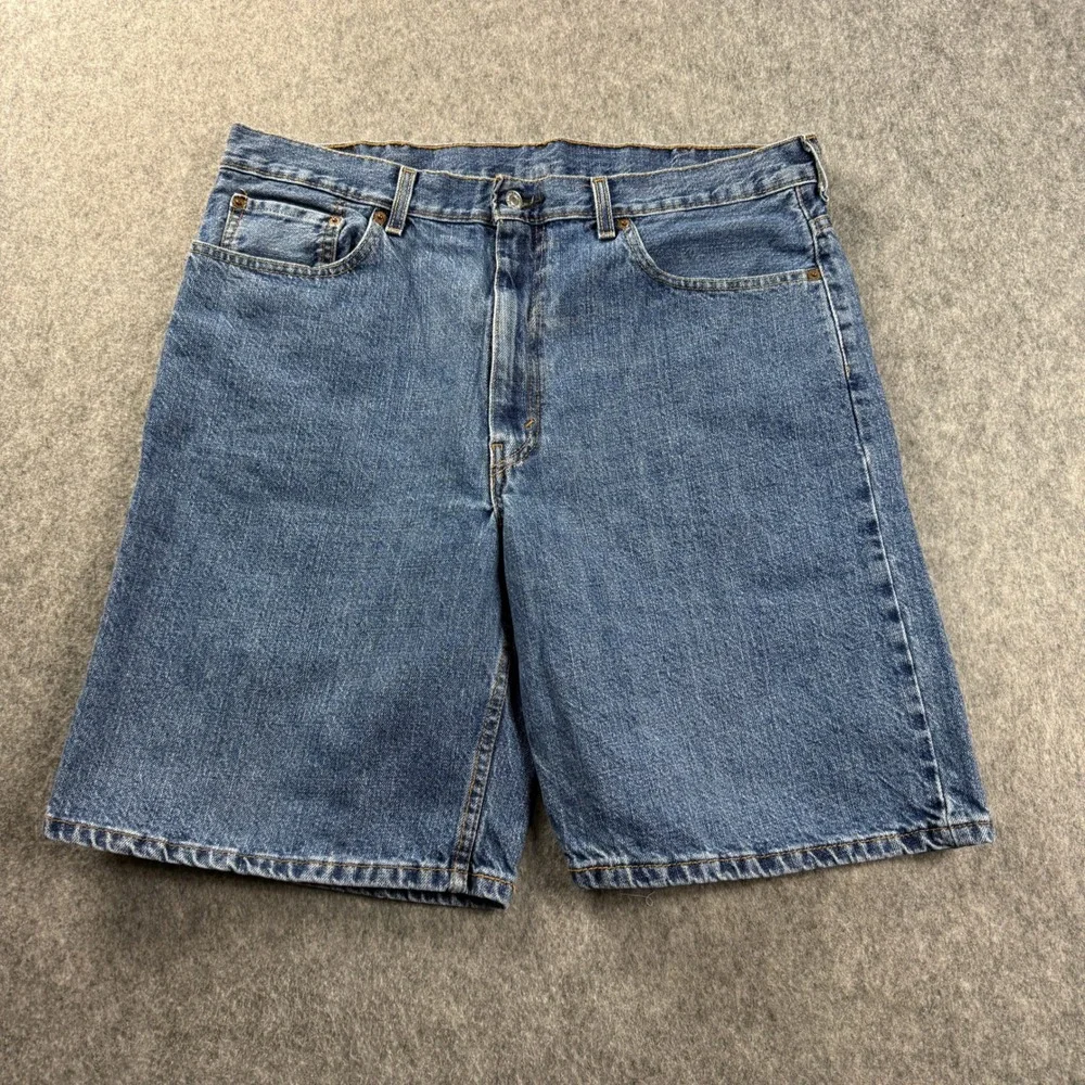 Levis Jean Shorts Mens 38 Blue 550 Relaxed Fit Cotton Denim Jorts Y2K Inseam 10